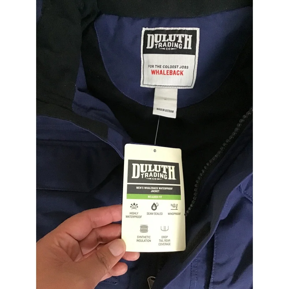 Duluth Trading Co Men's Navy Whaleback Waterproof Insulated Jacket Size L‎ NWT